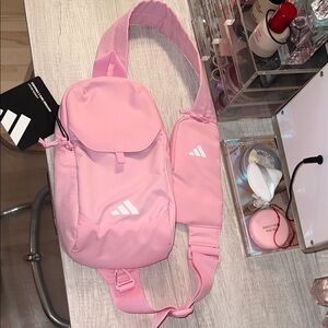 NWT Adidas Essentials 3 Sling Crossbody Baby Pink Sling Bag $45.00